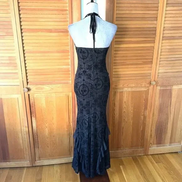 Gothic Victorian Vampire Dark Fairy Torture Garden Black Ruffle & Strap Dress - Picture 9 of 12